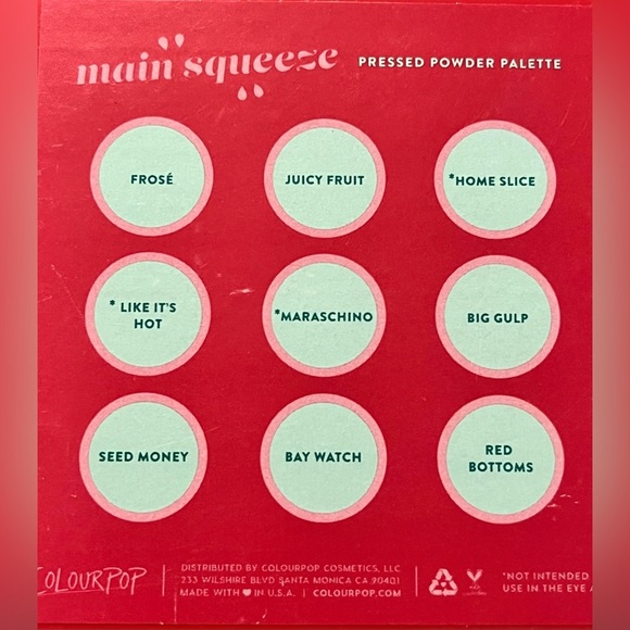 ColourPop Main Squeeze Eye Shadow 9 Color Palette Shades of Red - Picture 3 of 8